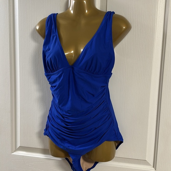 J CREW Ruched V Neck Sz 12 One Piece Swimsuit - Picture 1 of 16
